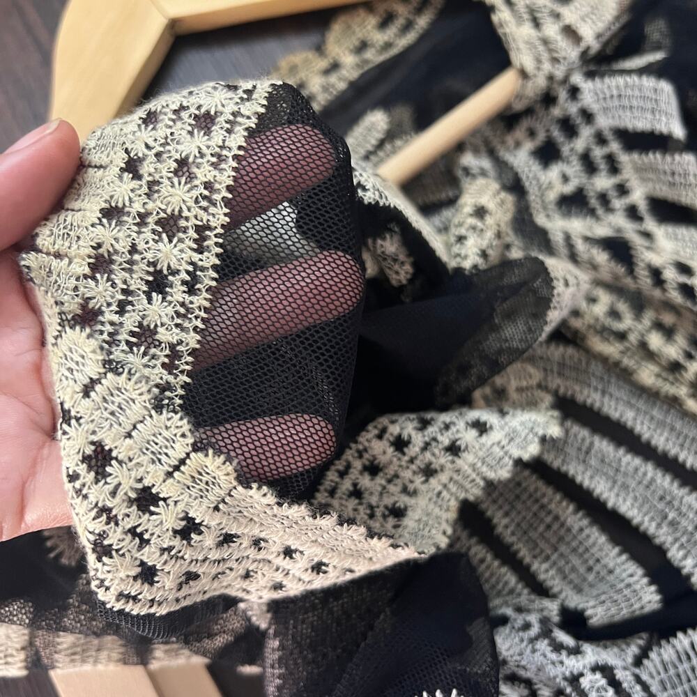Indigo Thread Co Black Mesh Lace Kimono Cover Up One Size - Picture 14 of 15